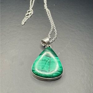 Awesome Malachite 925 Silver Plated Handmade Necklace 17"